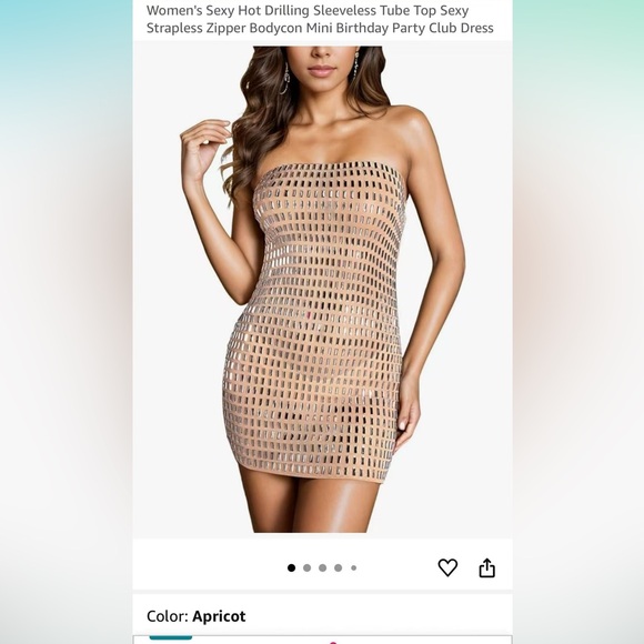 Women's Sexy Hot Drilling Tube Strapless Zipper Bodycon Mini Dress Sz Small - Picture 1 of 3